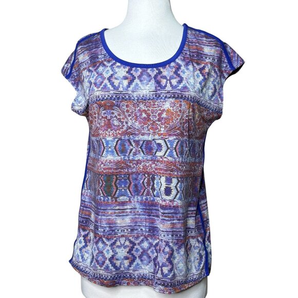 Title Nine Short Sleeve Top Size Medium Purple Graphic Print - Picture 1 of 8